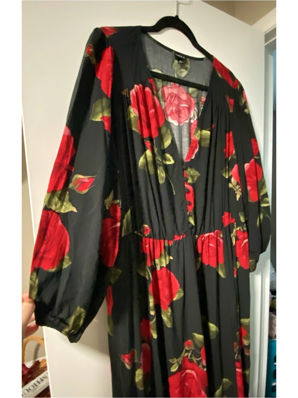 TORRID Black and Red Floral Print Maxi Dress - Picture 7 of 8